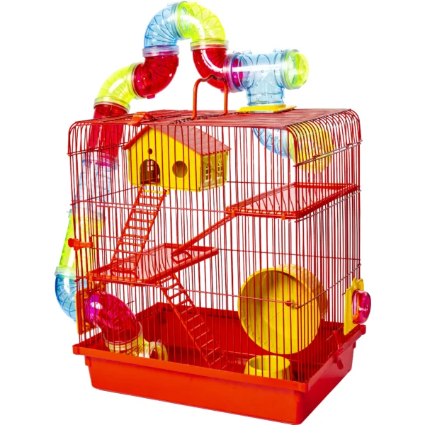 Super Luxury 3-Story Tube Cage Red